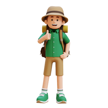 3D Traveller Character Giving Thumbs Up Pose png
