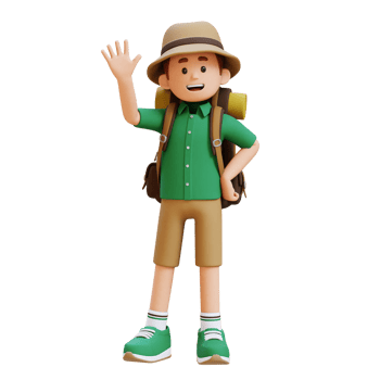 3D Traveller Character Waving Hand Pose png
