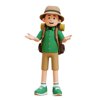 3D Traveller Character Communication Pose png