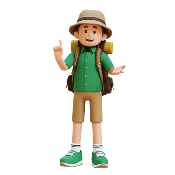 3D Traveller Character Explaining Pose png