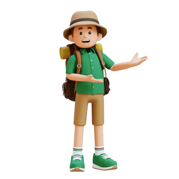 3D Traveller Character Presenting to the Left Pose png