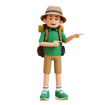 3D Traveller Character Pointing to the Left Pose png