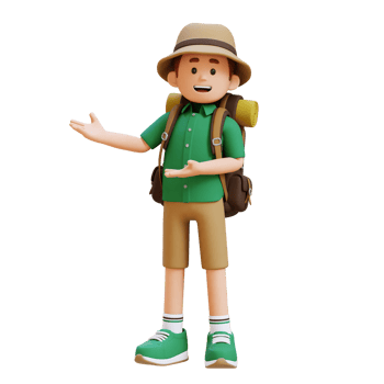 3D Traveller Character Presenting to the Right Pose png