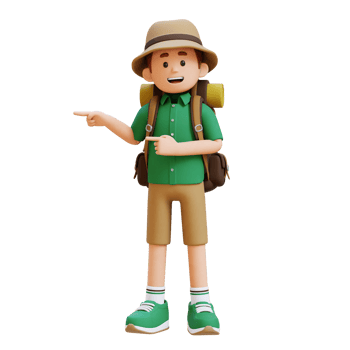 3D Traveller Character Pointing to the Right Pose png