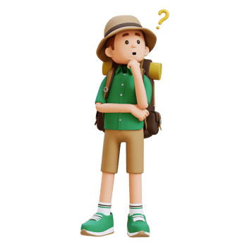 3D Traveller Character Confused and Thinking Pose png