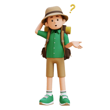 3D Traveller Character Confused and Thinking Pose png