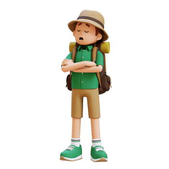 3D Traveller Character in Denial or Dissatisfaction Pose png