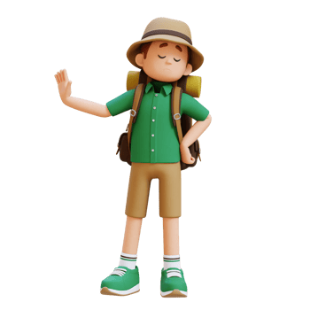 3D Traveller Character in Stop Refusal Pose png