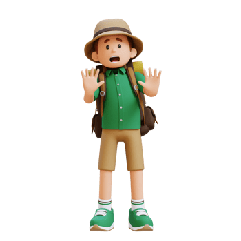 3D Traveller Character Fear and Denial Poses png