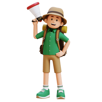 3D Traveller Character Holding Megaphone png