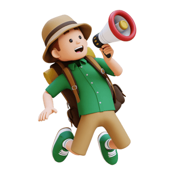 3D Traveller Character Holding Megaphone png