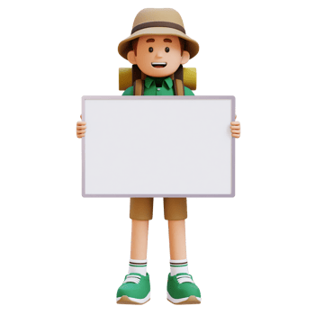 3D Traveller Character Holding Empty Placard png