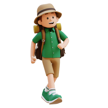 3D Traveller Character Walking with Confident png