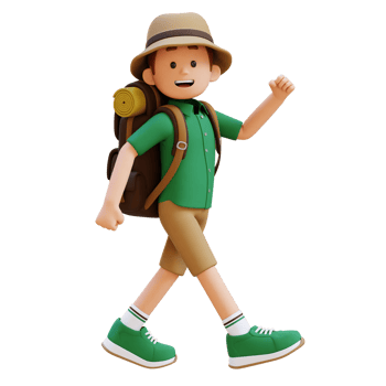 3D Traveller Character Walking with Confident png