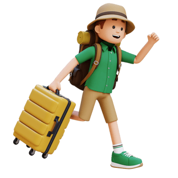 3D Traveller Character Running with Suitcase png