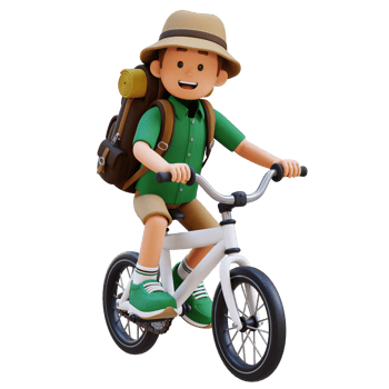 3D Traveller Character Riding Bicycle png