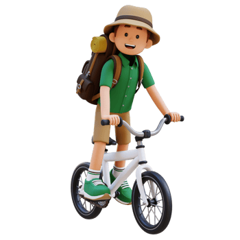 3D Traveller Character Riding Bicycle png