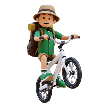 3D Traveller Character Riding Bicycle png