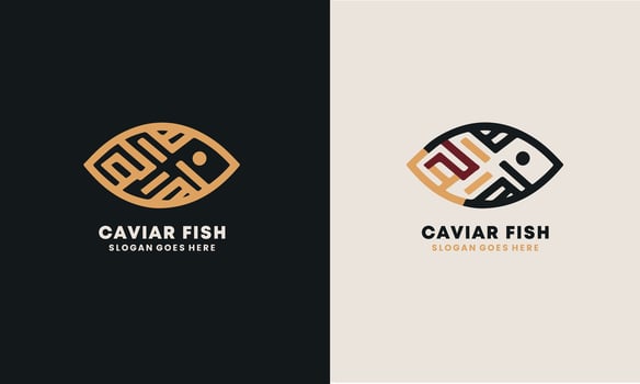 Caviar fish vintage classic style drawing for logo design in Pro . vector