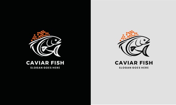 Caviar fish vintage classic style drawing for logo design in Pro . vector
