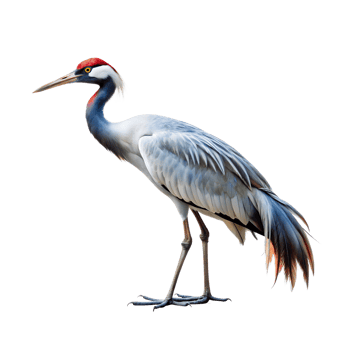 crane bird standing isolated on a translucent background png