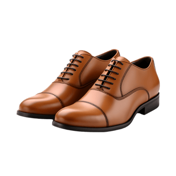 Men's brown leather shoes on transparent background png