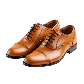 Men's brown leather shoes on transparent background png