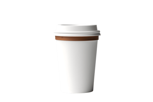 White ceramic cup on transparent background png