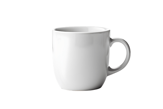 White ceramic cup on transparent background png