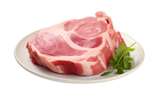 Raw pork neck with parsley on transparent background png