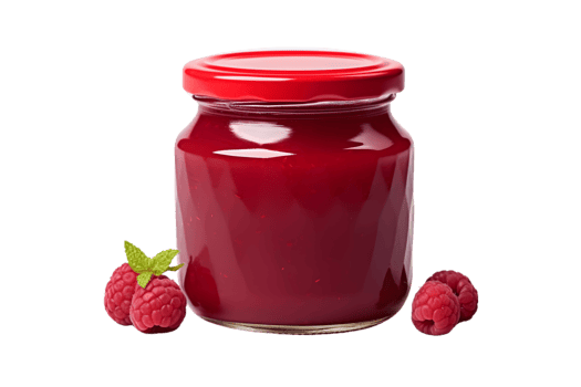 Glass jar with jam on transparent background png