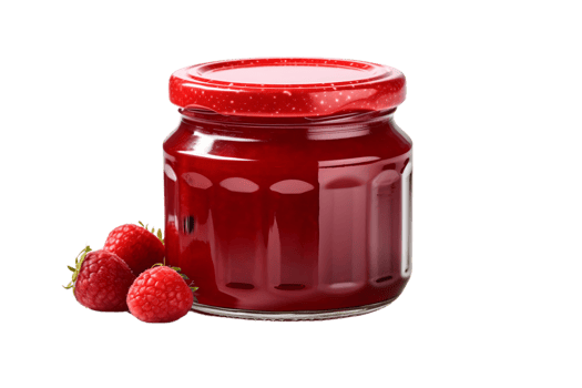 Glass jar with jam on transparent background png