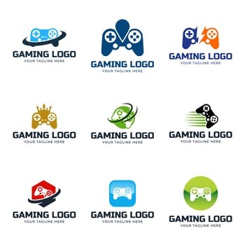 Set of Game console and games stick logo design template vector