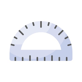 A precise and creative protractor icon, suitable for measuring angles and geometric functions vector
