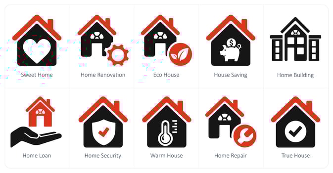A set of 10 Real Estate icons as sweet home, home renovation, eco house vector