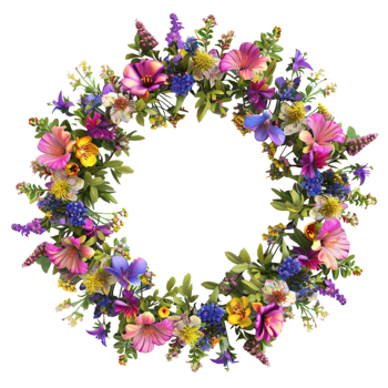 High-Quality Floral Wreath on Transparent Background. png
