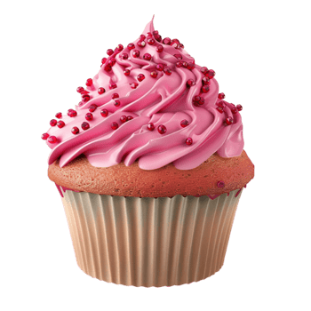 a cupcake with pink icing and chocolate drizzle Generative-AI png