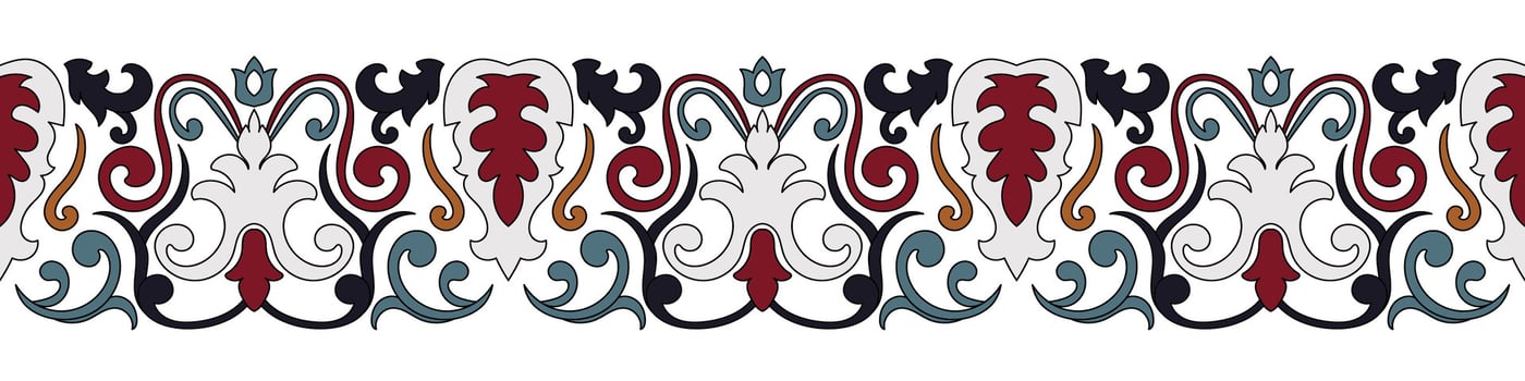 Vintage flower border. Paper decorative border. Embroidery. seamless flower vector