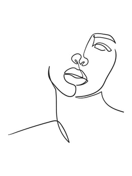 Abstract minimal woman portrait. Continuous line drawing. Logo, icon, label. Woman beauty fashion concept. vector