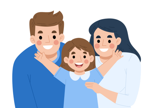Portrait of a happy family cartoon illustration png