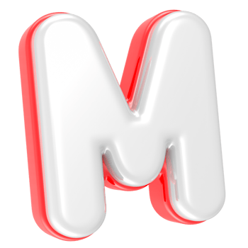3d rendering Font M isolated png