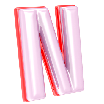 3d rendering letter N isolated png