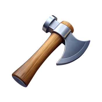 an axe with a wooden handle on a transparent background png