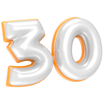 30 Number 3D Render png