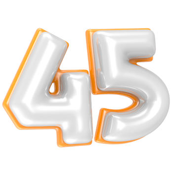 45 Number 3D Render png