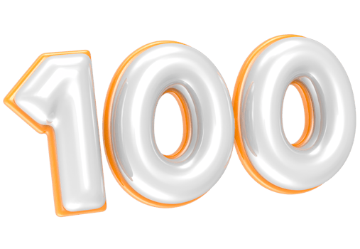 100 Number 3D Render png