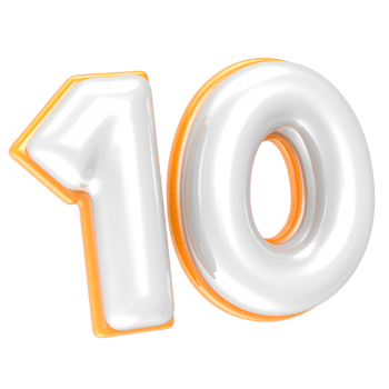 10 Number 3D Render png
