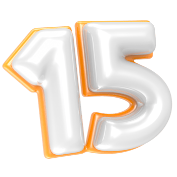the number fifteen is made of white and orange png