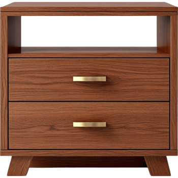 Brown wood bedside cabinet png