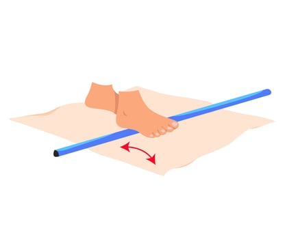 A set of exercises for myofascial release of the legs. A set of relaxing exercises for the legs with a body bar. Rehabilitation exercises for legs. vector